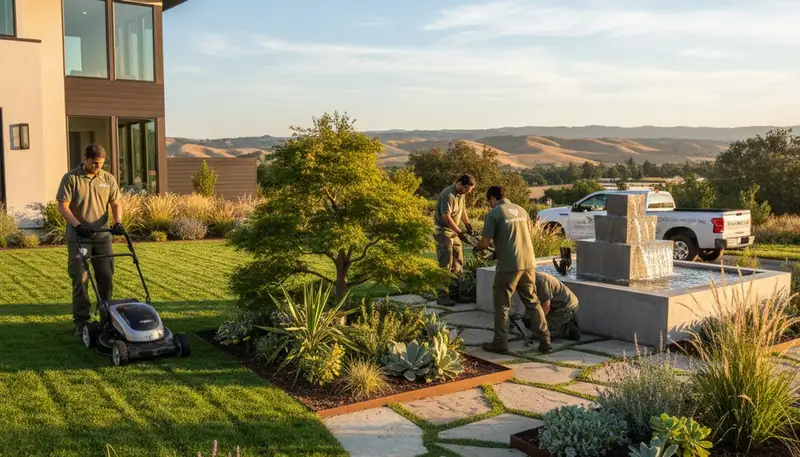 Landscaping service in Sacramento, CA enhancing a residential yard with professional maintenance