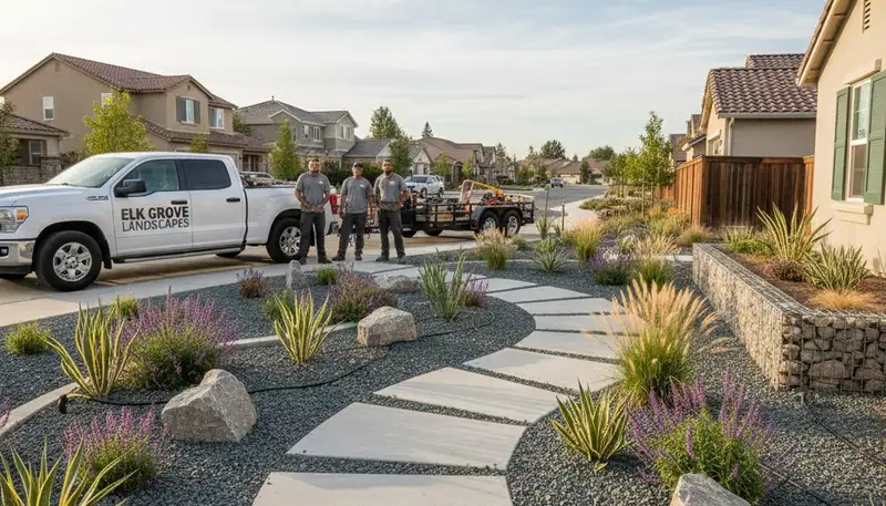 Landscaping crew providing yard maintenance services in Sacramento, CA