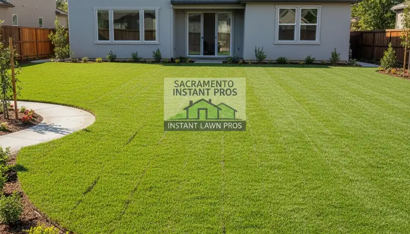Fresh sod installation creating lush green lawn by Chop Chop Landscaping in Sacramento, CA