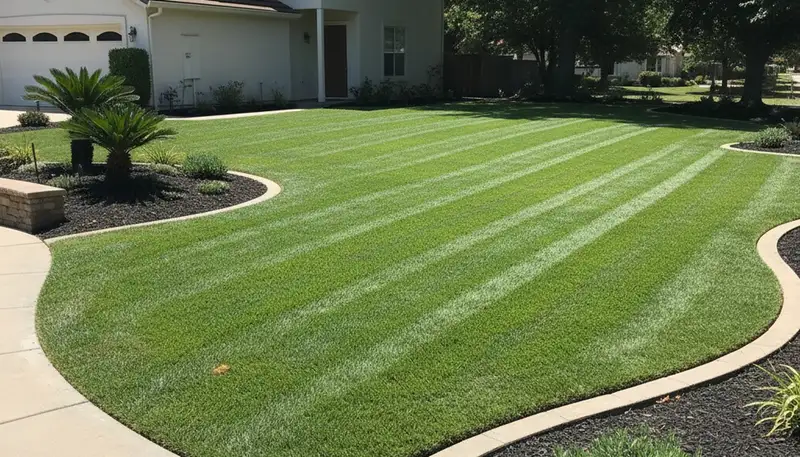 Professional lawn striping and edging on a Sacramento CA property by Chop Chop Landscaping